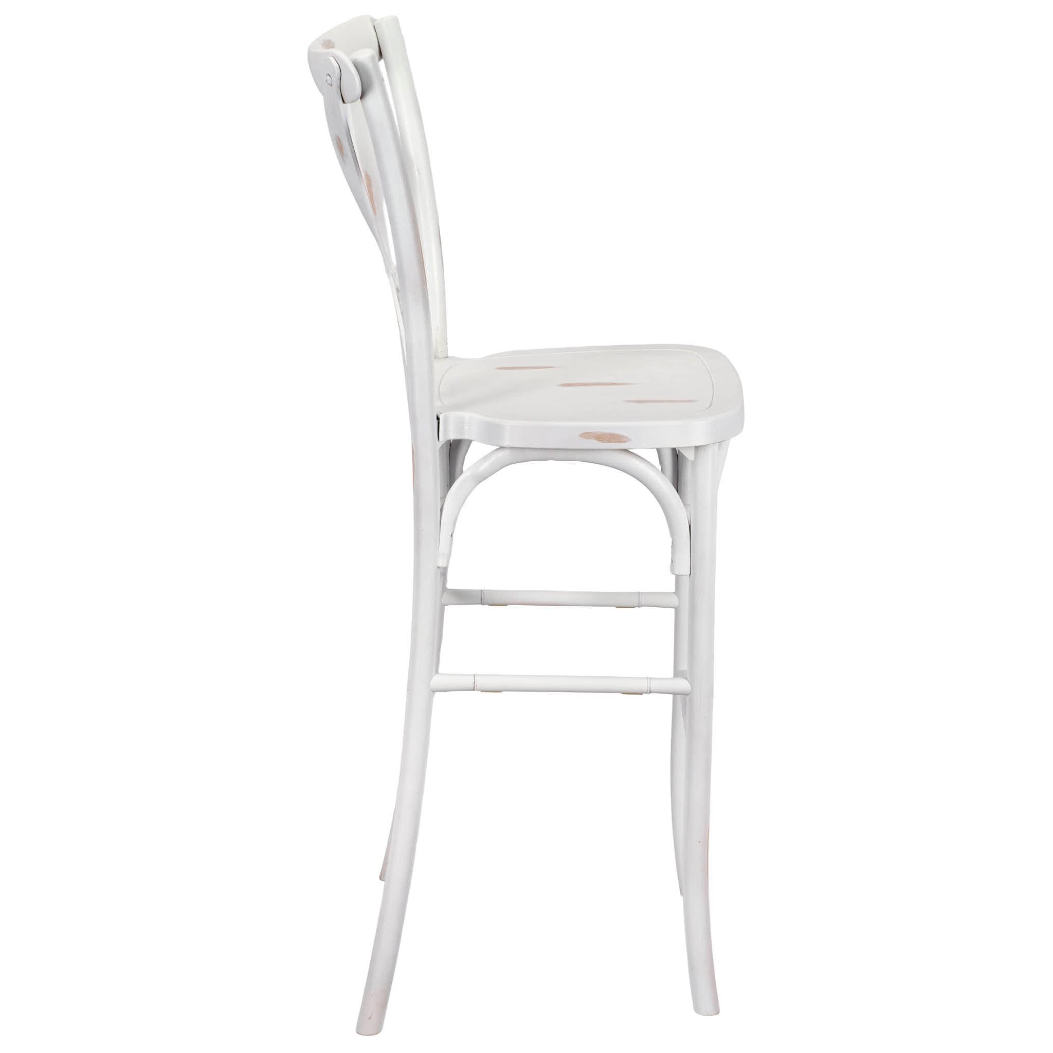 Chivari White Distressed Resin Steel Skeleton™ Cross Back Barstool - 2 Pack - Some Assembly Required BXRWD-KD-ST-AX-2