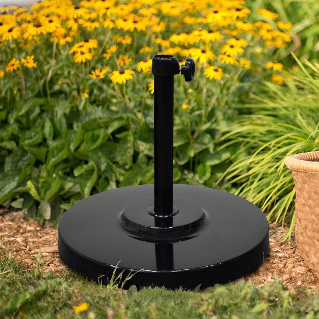 California Umbrellas Black 50 lbs Umbrella Base with Steel Casing CAL-CFMT160-BLACK