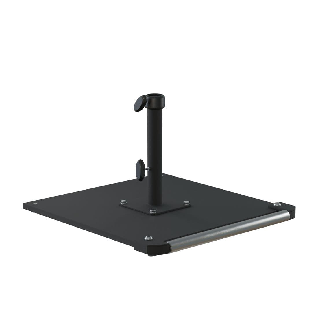California Umbrellas Black 70 lbs Galvanized Steel Base Plate with Roller Wheel Bar for Easy Mobility CAL-CRL070-BLACK