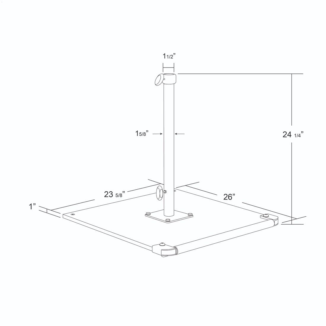 California Umbrellas Black 100 lb Galvanized Steel Umbrella Base Plate with Casters, Fits 1.5