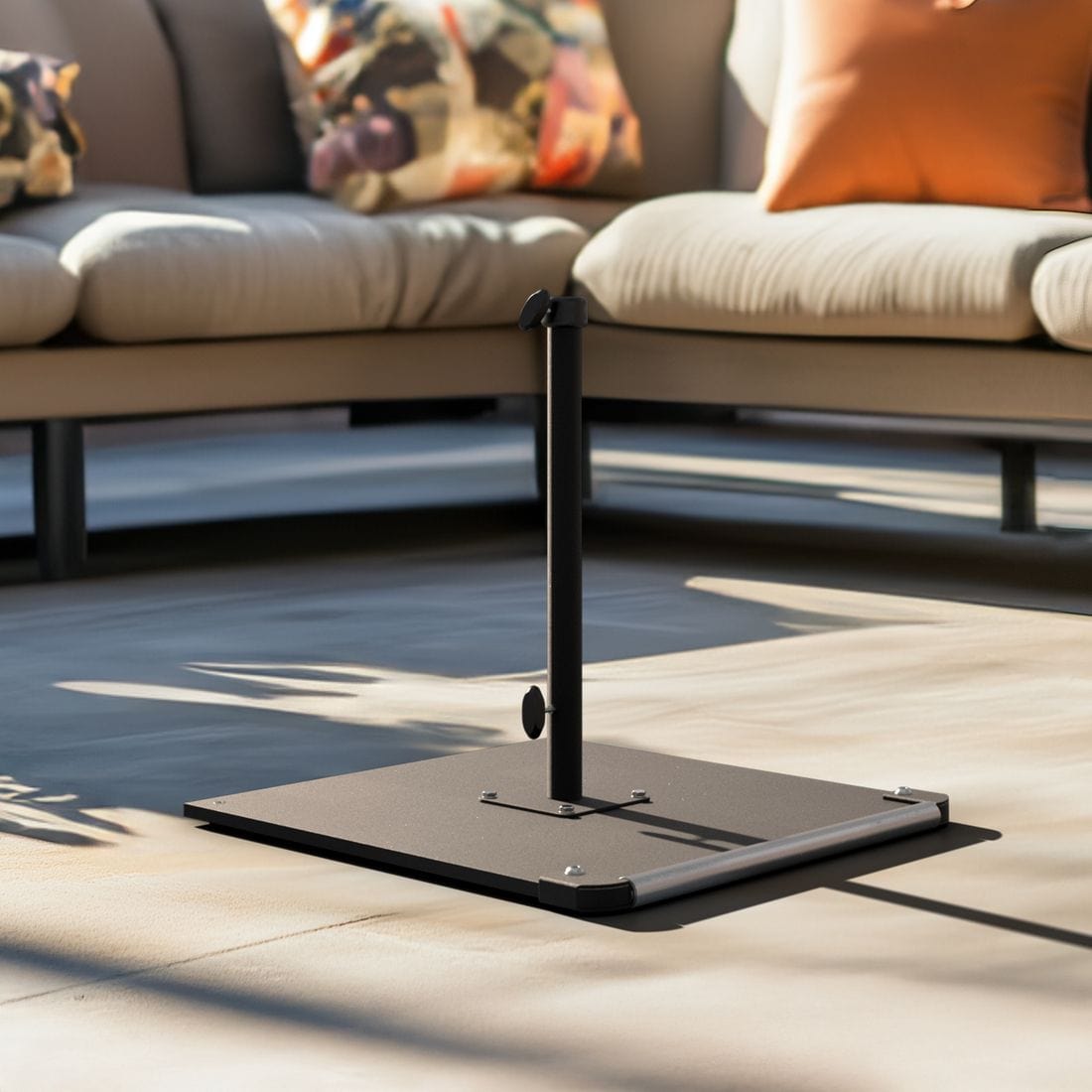 California Umbrellas Black 100 lbs Galvanized Steel Base Plate with Casters for Easy Mobility CAL-199484008869