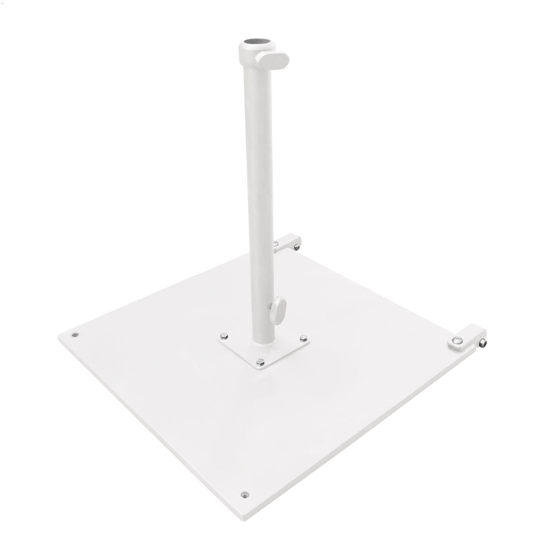 California Umbrellas White 100 lb Galvanized Steel Umbrella Base Plate with Casters, Fits 1.5