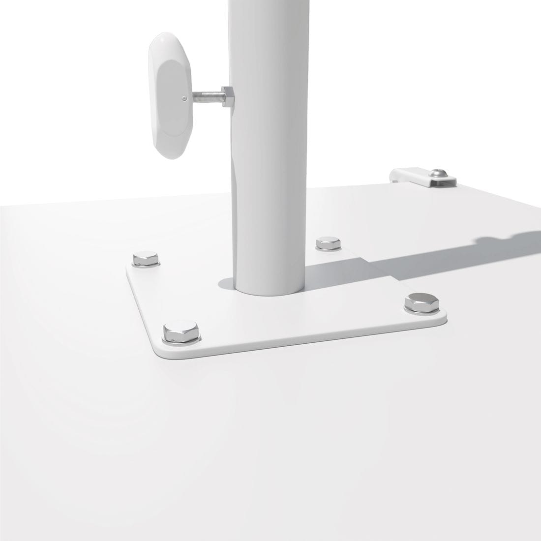 California Umbrellas White 100 lb Galvanized Steel Umbrella Base Plate with Casters, Fits 1.5