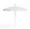 California Umbrellas White 8.5' Pagoda Series Sunbrella Fabric Patio Umbrella with White Aluminum Pole and Pom Poms CAL-SMPT852174BOW-5404-POM