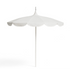 California Umbrellas White 8.5' Pagoda Series Sunbrella Fabric Patio Umbrella with White Aluminum Pole and Pom Poms CAL-SMPT852174BOW-5404-POM