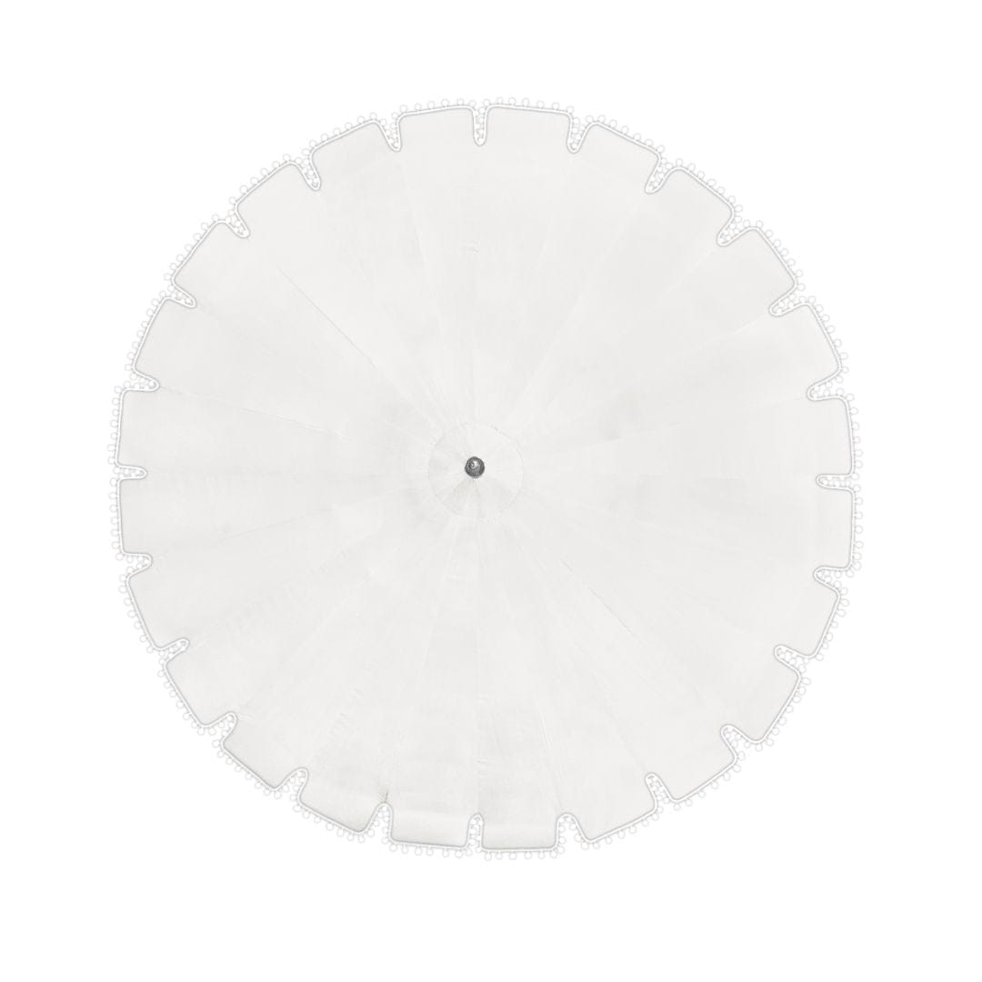 California Umbrellas White 8.5' Pagoda Series Sunbrella Fabric Patio Umbrella with White Aluminum Pole and Pom Poms CAL-199484071757