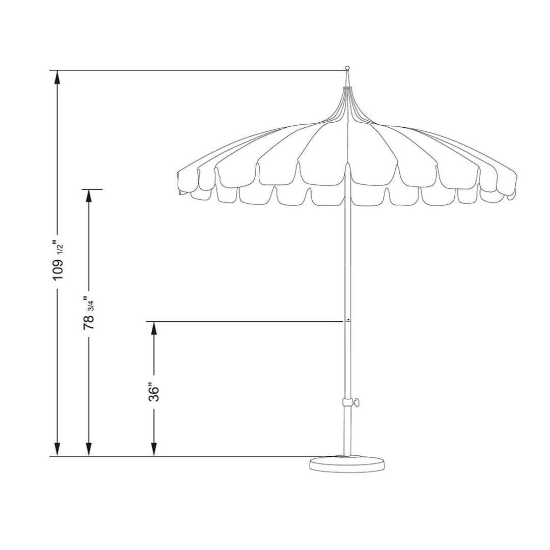 California Umbrellas White 8.5' Pagoda Series Sunbrella Fabric Patio Umbrella with White Aluminum Pole and Pom Poms CAL-199484071757