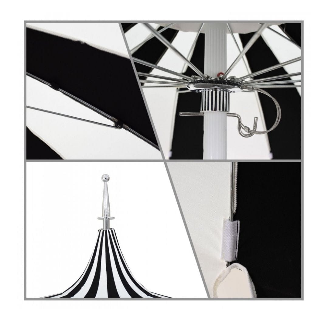 California Umbrellas Jockey Red 8.5' Pagoda Series Sunbrella Fabric Patio Umbrella with White Aluminum Pole and Push Lift CAL-199484071771