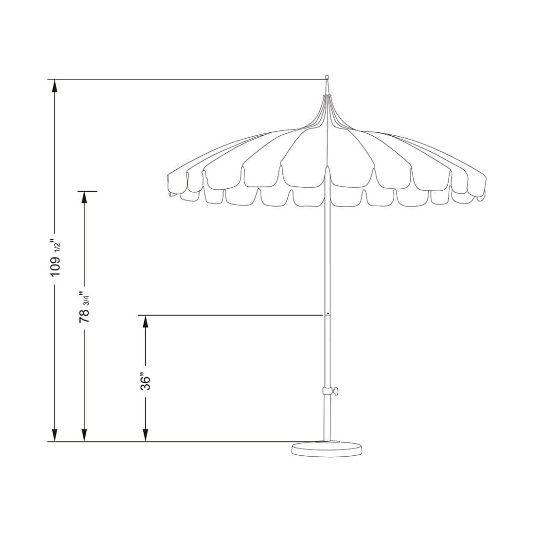 California Umbrellas Jockey Red 8.5' Pagoda Series Sunbrella Fabric Patio Umbrella with White Aluminum Pole and Push Lift CAL-199484071771