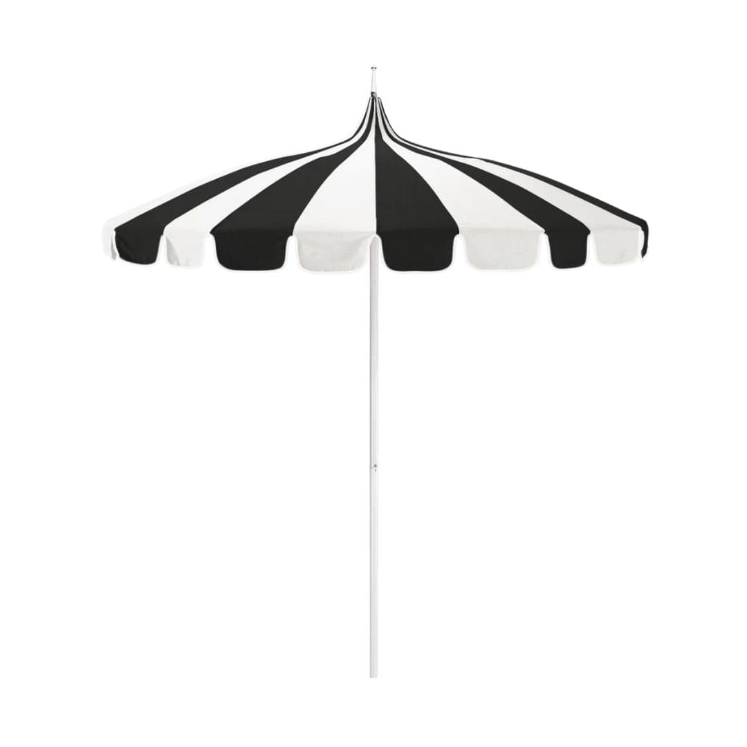 California Umbrellas Black 8.5' Pagoda Series Sunbrella Fabric Patio Umbrella with White Aluminum Pole and Push Lift CAL-199484071788