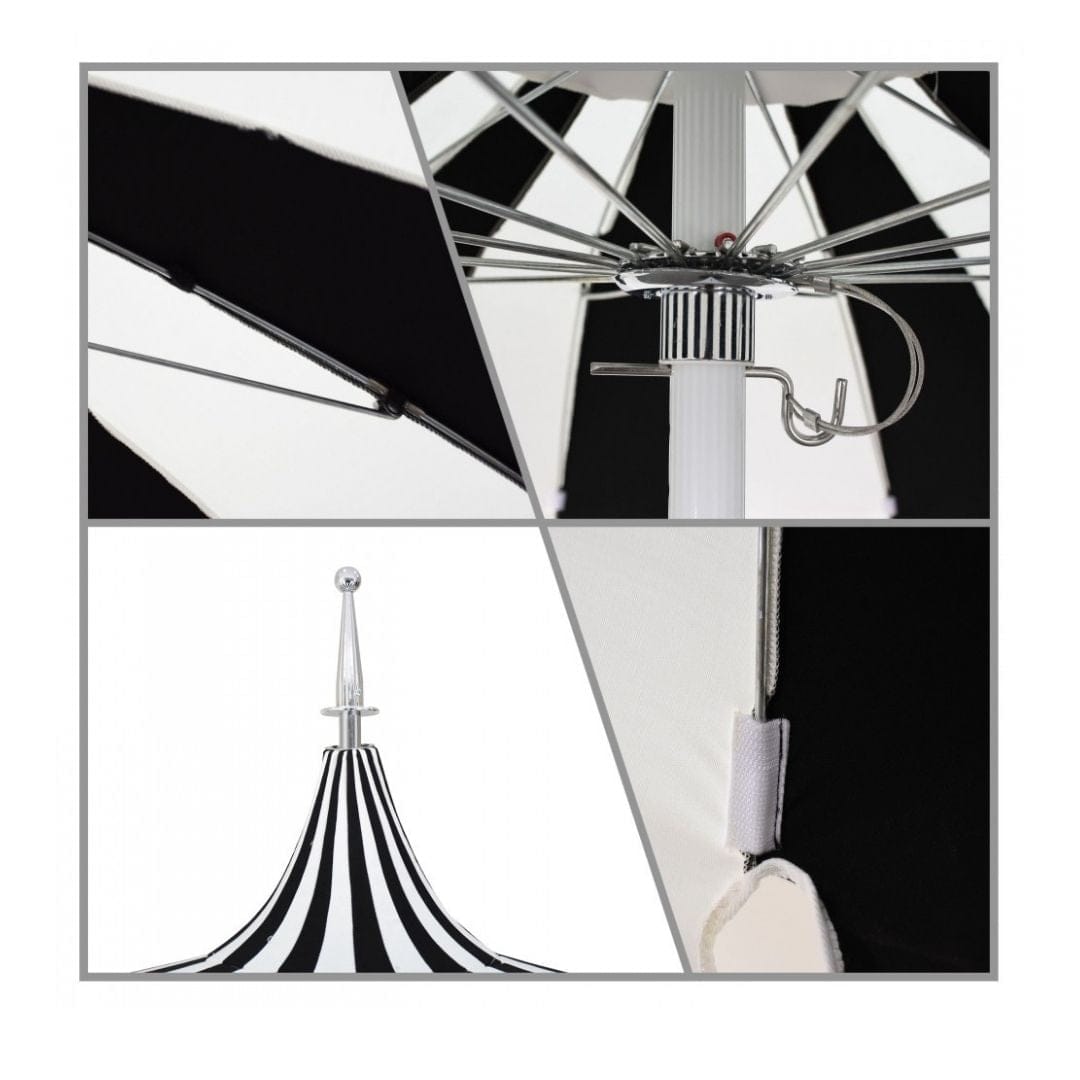 California Umbrellas Black 8.5' Pagoda Series Sunbrella Fabric Patio Umbrella with White Aluminum Pole and Push Lift CAL-199484071788