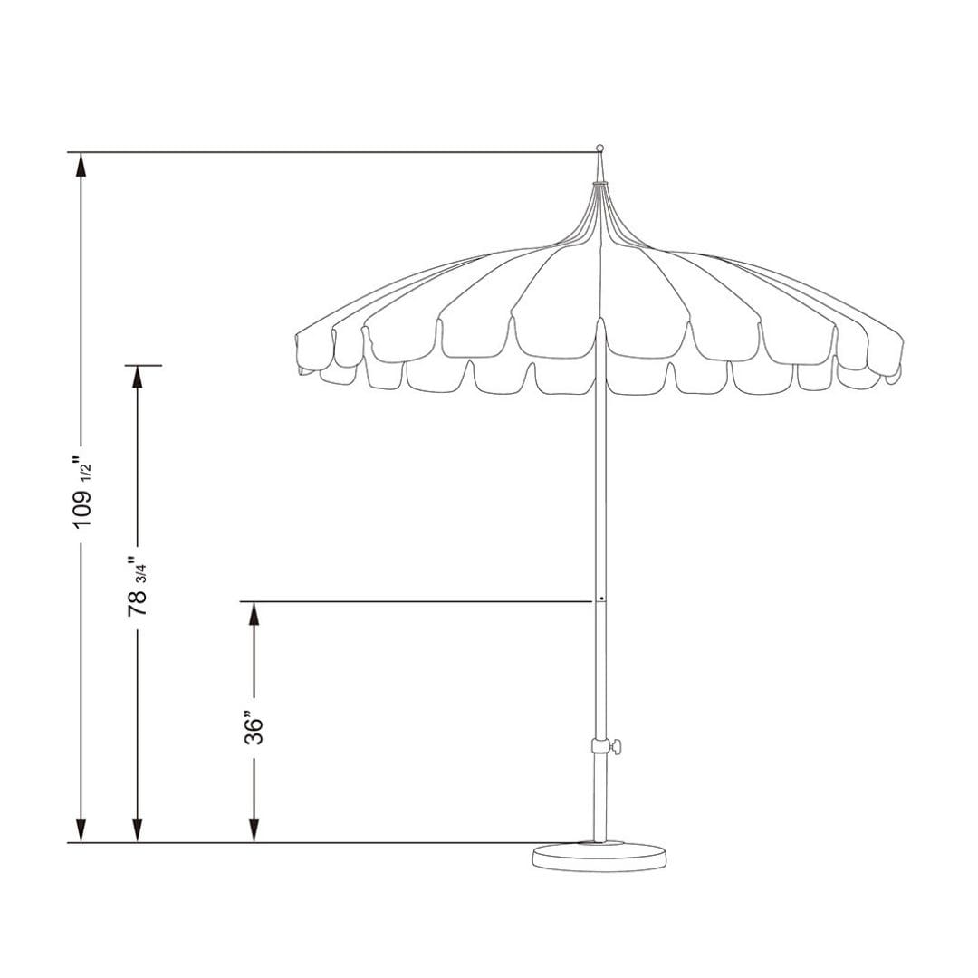 California Umbrellas Black 8.5' Pagoda Series Sunbrella Fabric Patio Umbrella with White Aluminum Pole and Push Lift CAL-SMPT852174PD-0408