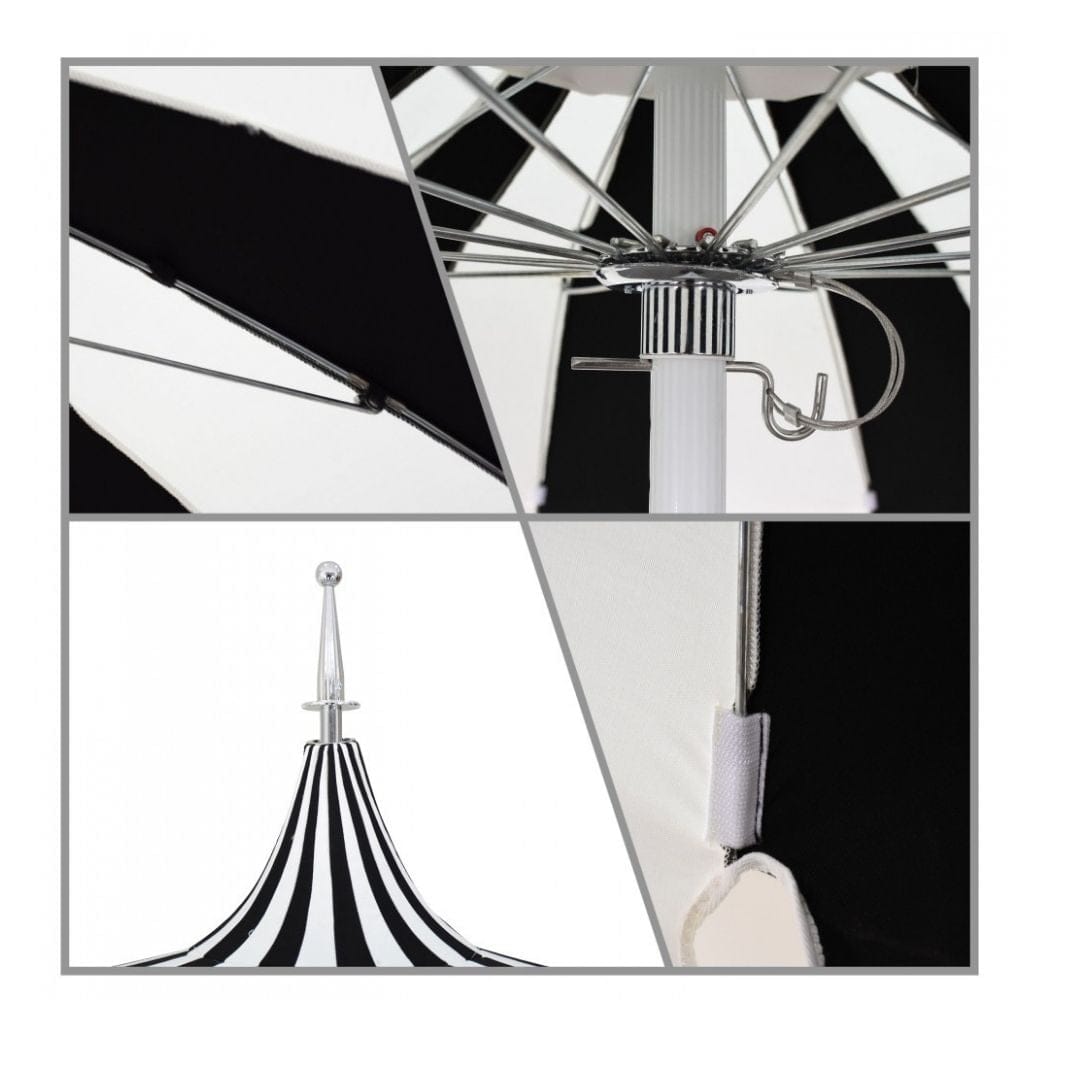 California Umbrellas Tuscan 8.5' Pagoda Series Sunbrella Fabric Patio Umbrella with White Aluminum Pole and Push Lift CAL-199484071795