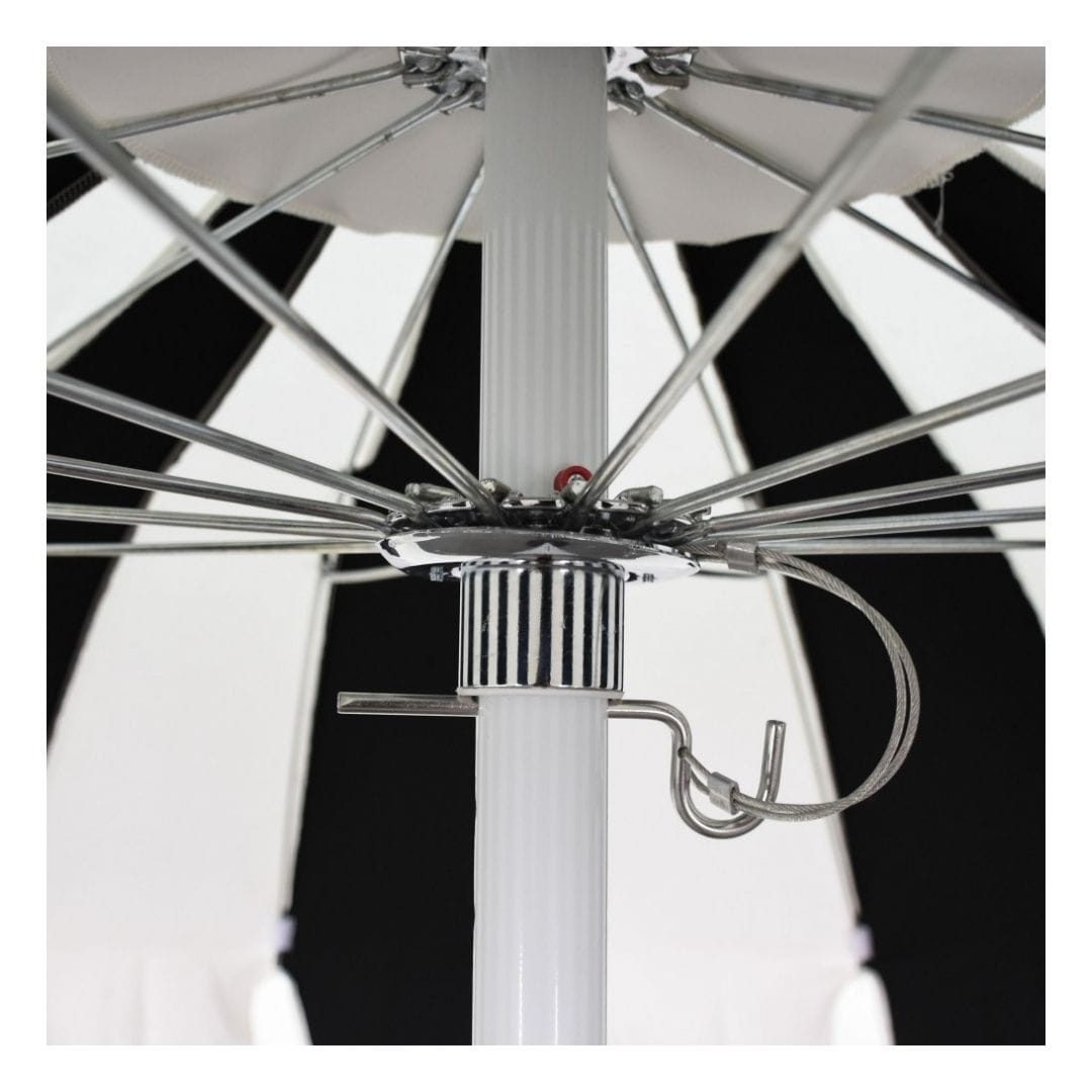 California Umbrellas Tuscan 8.5' Pagoda Series Sunbrella Fabric Patio Umbrella with White Aluminum Pole and Push Lift CAL-SMPT852174PD-0417