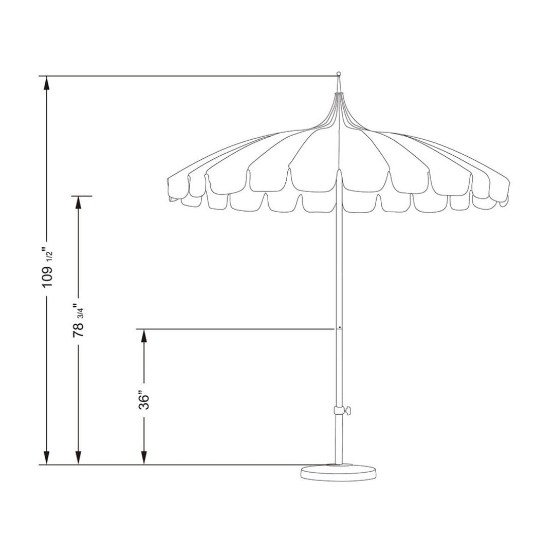 California Umbrellas Tuscan 8.5' Pagoda Series Sunbrella Fabric Patio Umbrella with White Aluminum Pole and Push Lift CAL-SMPT852174PD-0417