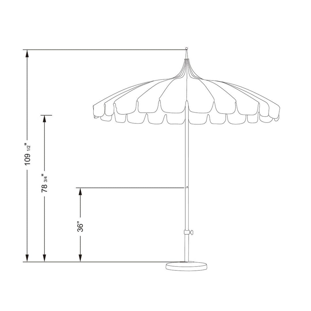 California Umbrellas Antique Beige 8.5' Pagoda Series Sunbrella Fabric Patio Umbrella with White Aluminum Pole and Push Lift CAL-199484071801
