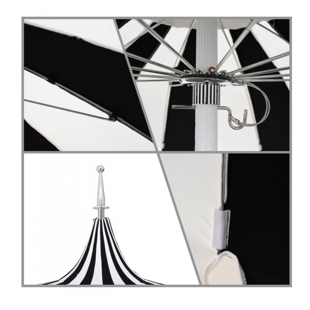 California Umbrellas Macaw 8.5' Pagoda Series Sunbrella Fabric Patio Umbrella with White Aluminum Pole and Push Lift CAL-199484071818