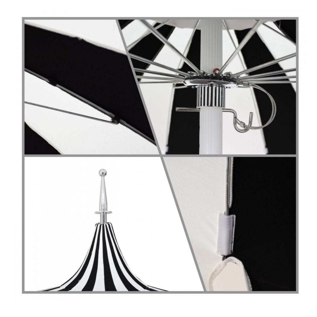 California Umbrellas Macaw 8.5' Pagoda Series Sunbrella Fabric Patio Umbrella with White Aluminum Pole and Push Lift CAL-SMPT852174PD-0429