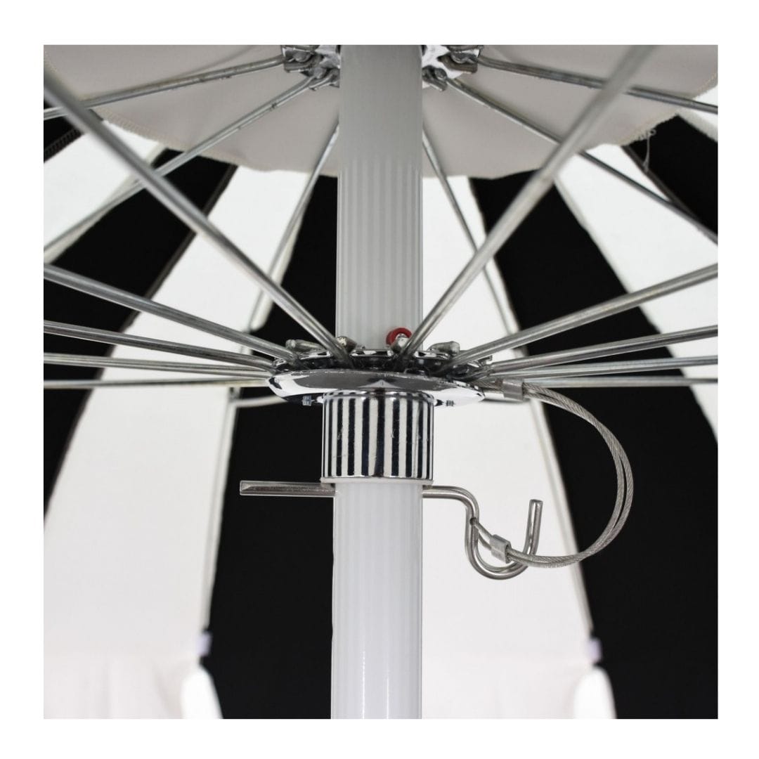 California Umbrellas Macaw 8.5' Pagoda Series Sunbrella Fabric Patio Umbrella with White Aluminum Pole and Push Lift CAL-SMPT852174PD-0429