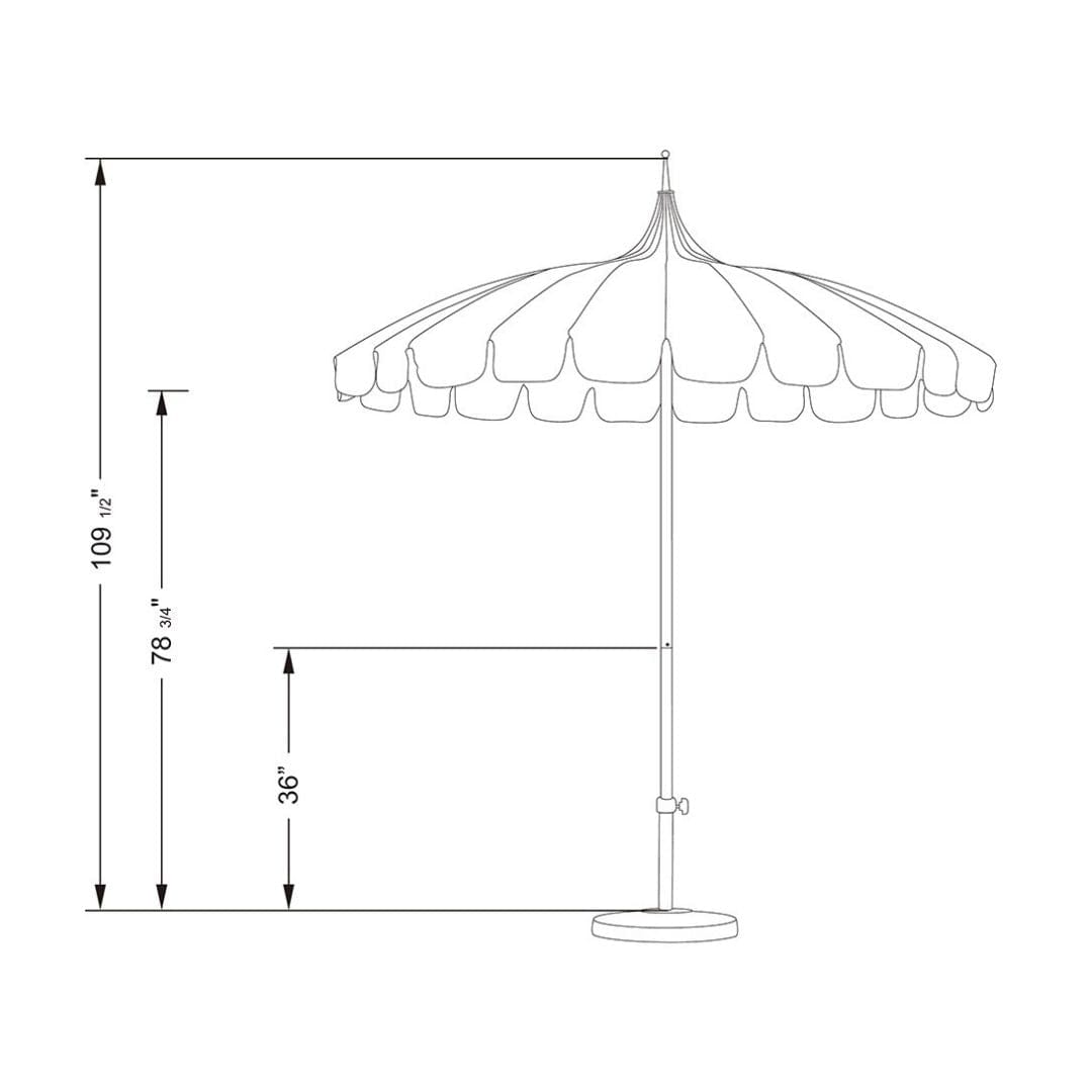 California Umbrellas Macaw 8.5' Pagoda Series Sunbrella Fabric Patio Umbrella with White Aluminum Pole and Push Lift CAL-199484071818