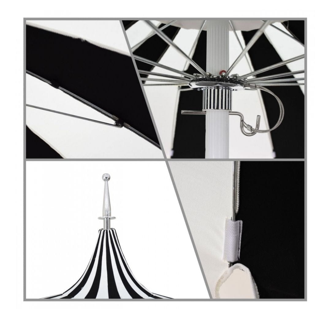 California Umbrellas Navy Blue 8.5' Pagoda Series Sunbrella Fabric Patio Umbrella with White Aluminum Pole and Push Lift CAL-199484071825