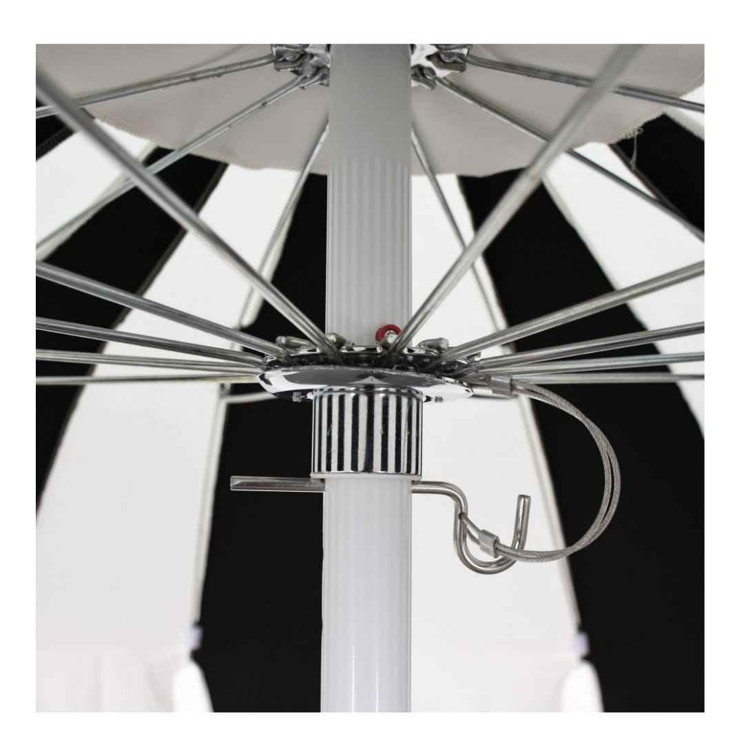 California Umbrellas Navy Blue 8.5' Pagoda Series Sunbrella Fabric Patio Umbrella with White Aluminum Pole and Push Lift CAL-199484071825