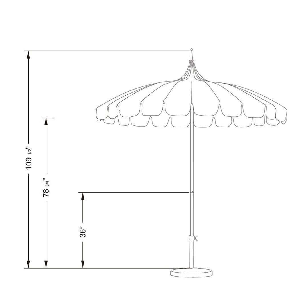 California Umbrellas Navy Blue 8.5' Classic Pagoda Series Sunbrella Fabric Patio Umbrella with White Aluminum Pole and Push Lift CAL-SMPT852174CLAS-5439