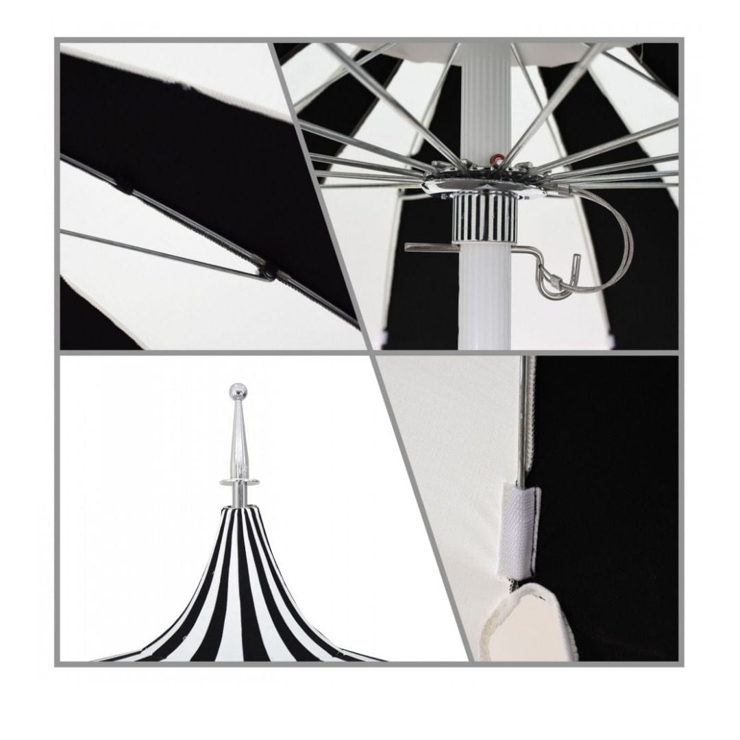 California Umbrellas Forest Green 8.5' Pagoda Series Sunbrella Fabric Patio Umbrella with White Aluminum Pole and Push Lift CAL-199484071832