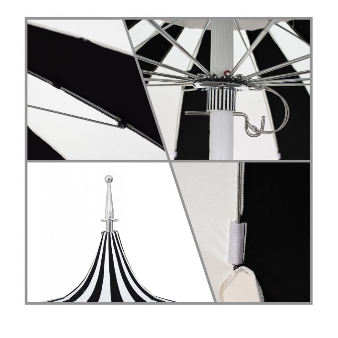 California Umbrellas Forest Green 8.5' Pagoda Series Sunbrella Fabric Patio Umbrella with White Aluminum Pole and Push Lift CAL-SMPT852174PD-0446
