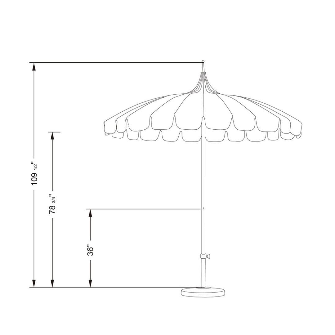 California Umbrellas Forest Green 8.5' Pagoda Series Sunbrella Fabric Patio Umbrella with White Aluminum Pole and Push Lift CAL-SMPT852174PD-0446