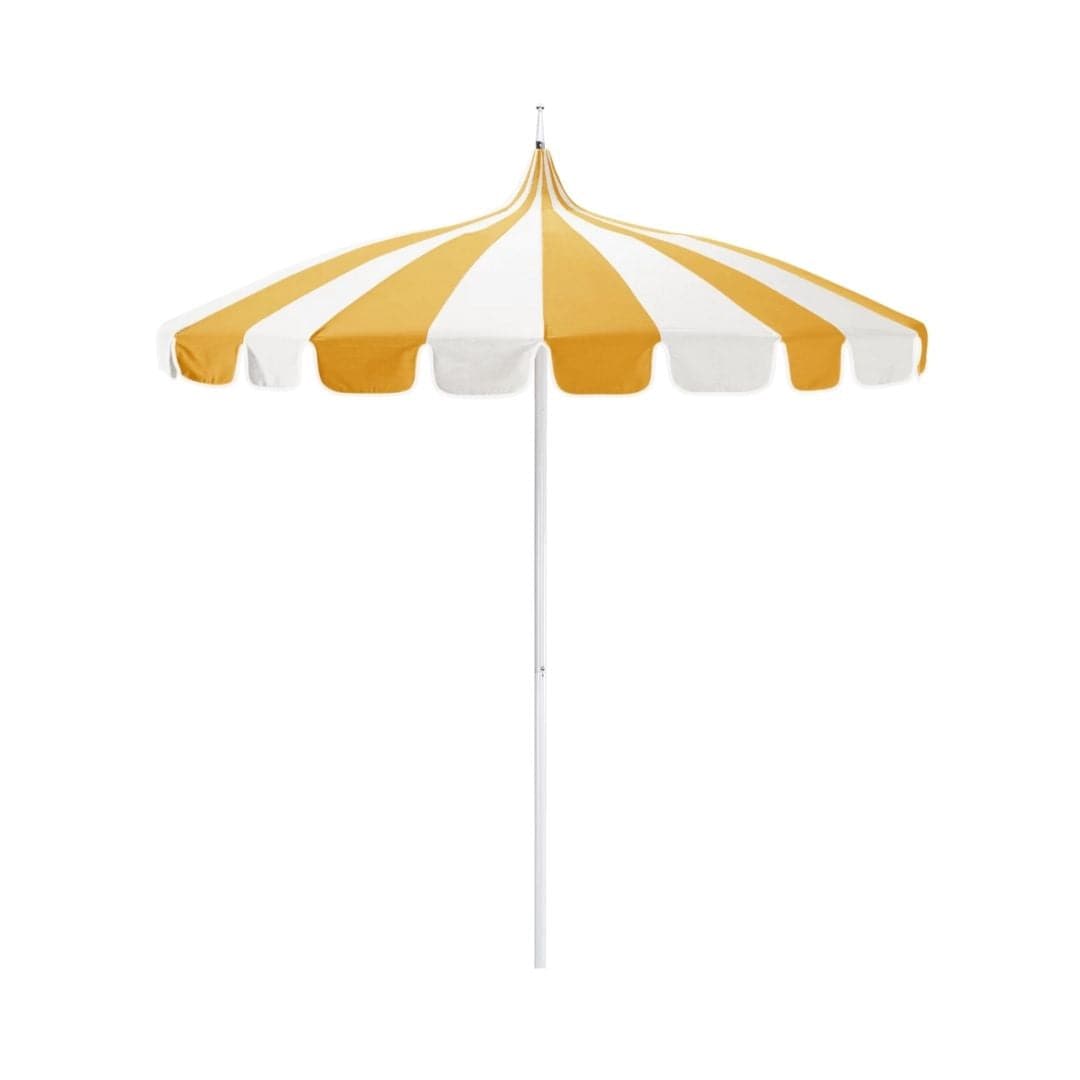 California Umbrellas Sunflower Yellow 8.5' Pagoda Series Sunbrella Fabric Patio Umbrella with White Aluminum Pole and Push Lift CAL-199484071849