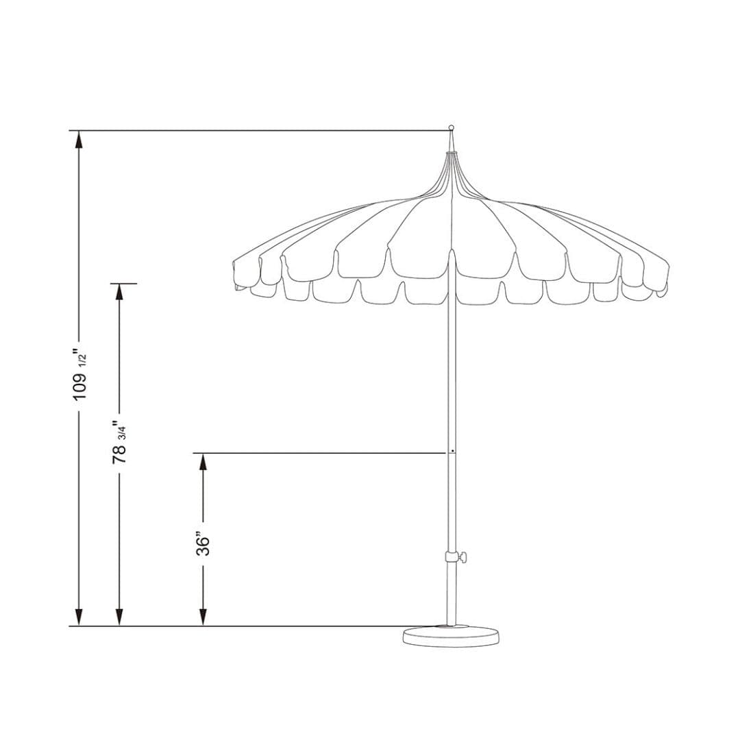 California Umbrellas Sunflower Yellow 8.5' Pagoda Series Sunbrella Fabric Patio Umbrella with White Aluminum Pole and Push Lift CAL-199484071849