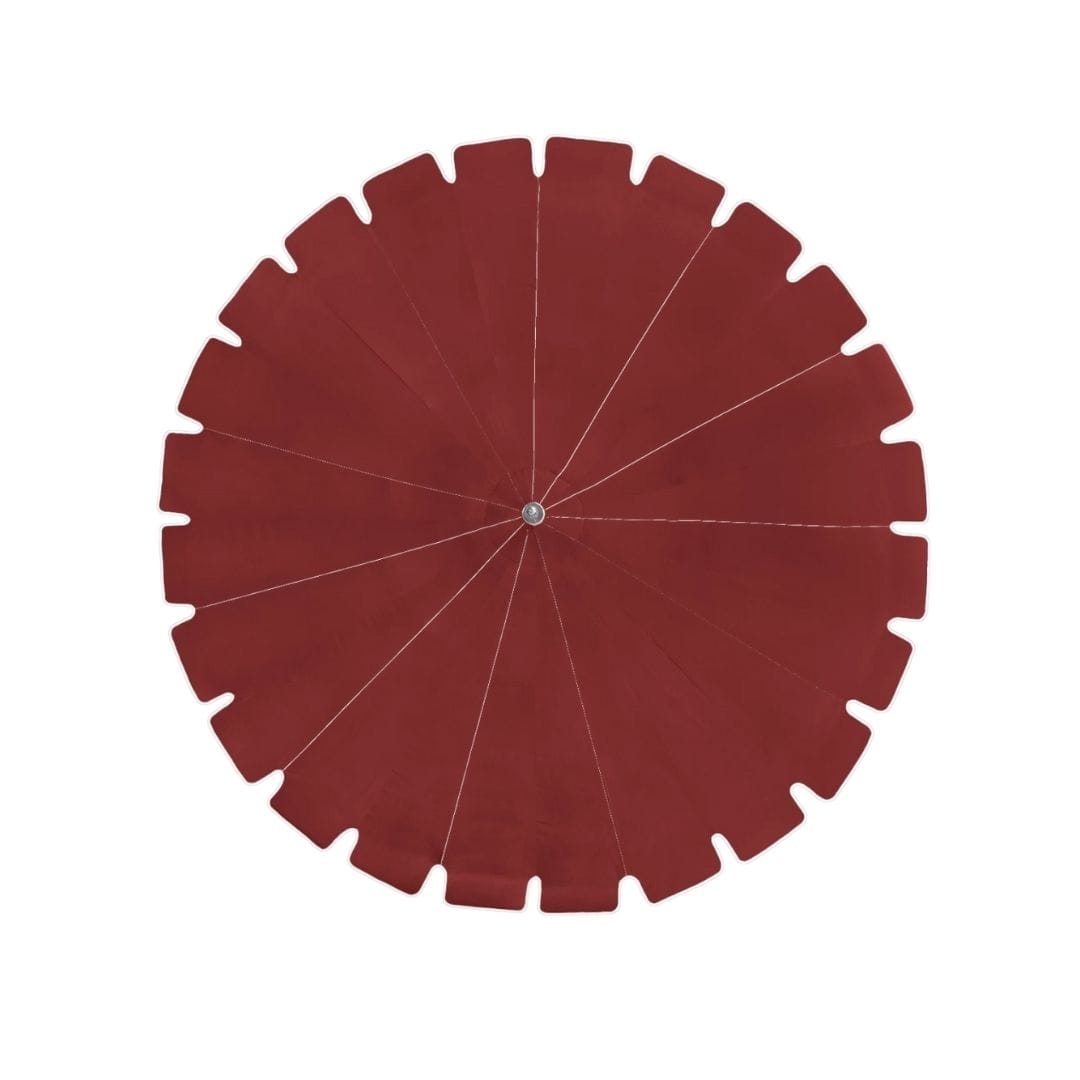 California Umbrellas Jockey Red 8.5' Classic Pagoda Series Sunbrella Fabric Patio Umbrella with White Aluminum Pole and Push Lift CAL-SMPT852174CLAS-5403