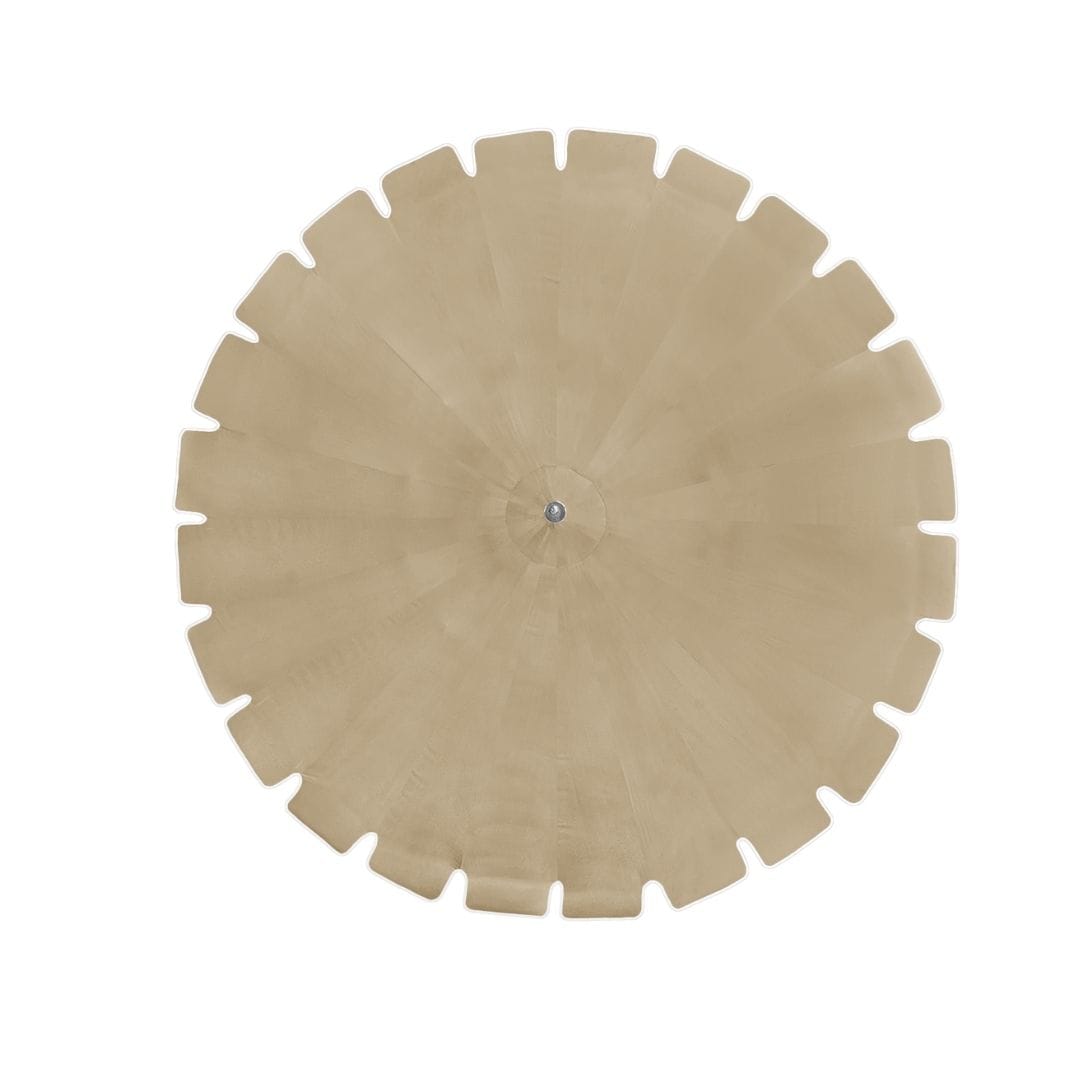 California Umbrellas Antique Beige 8.5' Classic Pagoda Series Sunbrella Fabric Patio Umbrella with White Aluminum Pole and Push Lift CAL-SMPT852174CLAS-5422