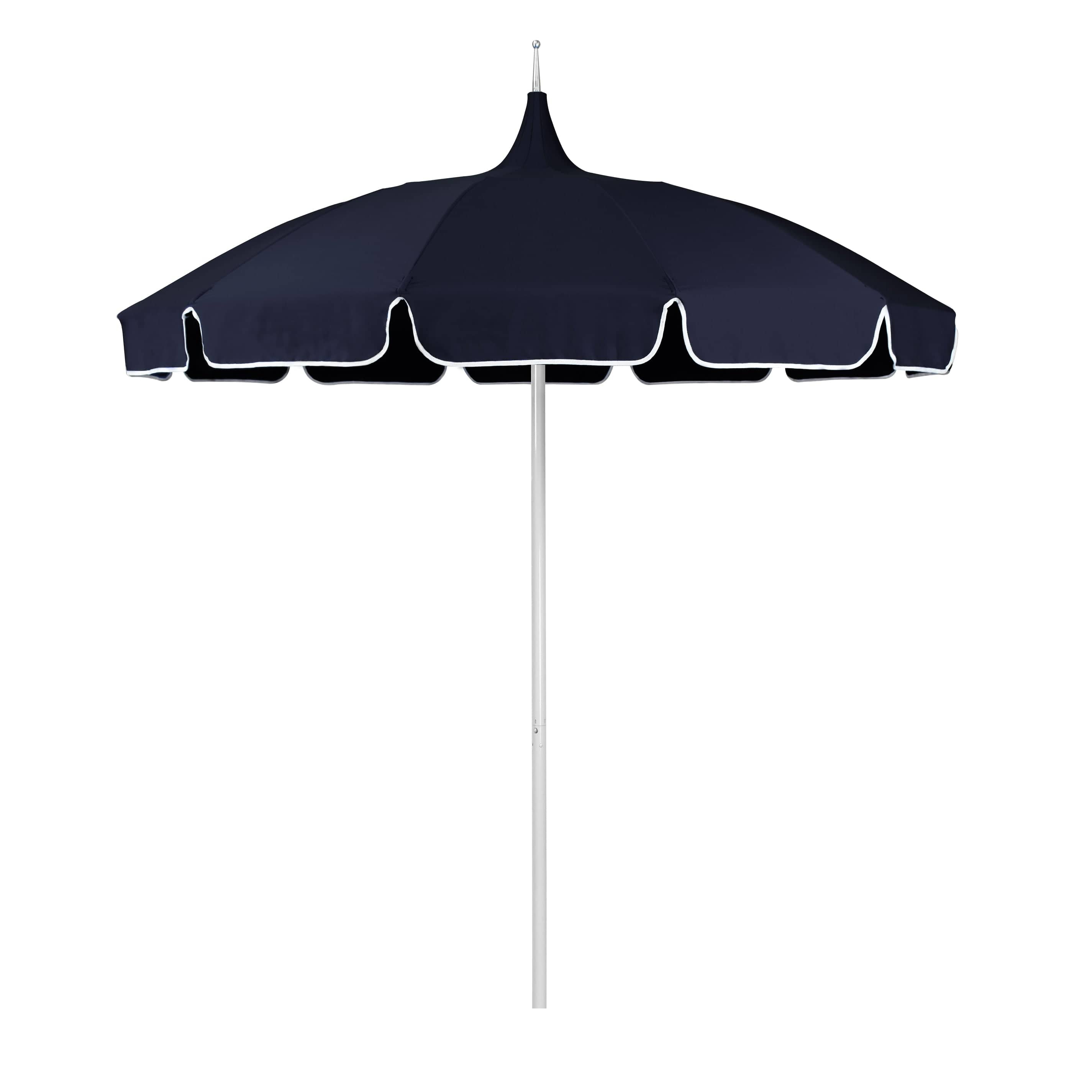California Umbrellas Navy Blue 8.5' Classic Pagoda Series Sunbrella Fabric Patio Umbrella with White Aluminum Pole and Push Lift CAL-199484071924