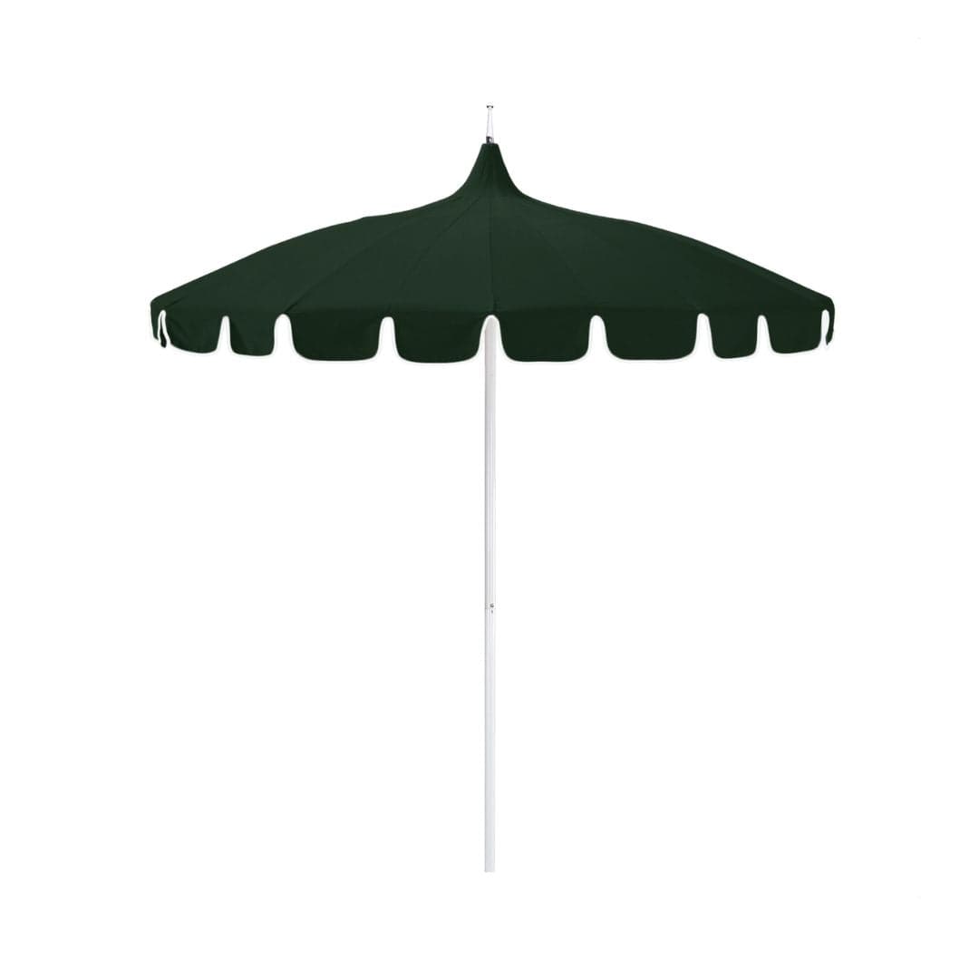 California Umbrellas Forest Green 8.5' Classic Pagoda Series Sunbrella Fabric Patio Umbrella with White Aluminum Pole and Push Lift CAL-199484071931