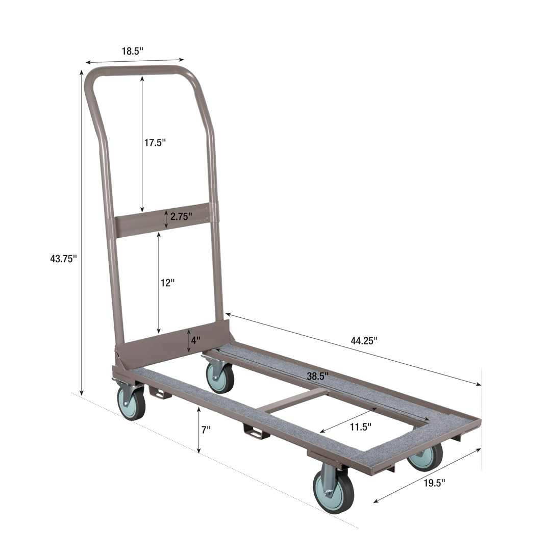 Chivari Heavy Duty Folding Chair Cart – Steel Frame with Locking Wheels and Safety Strap CART100G-HD-AX-T