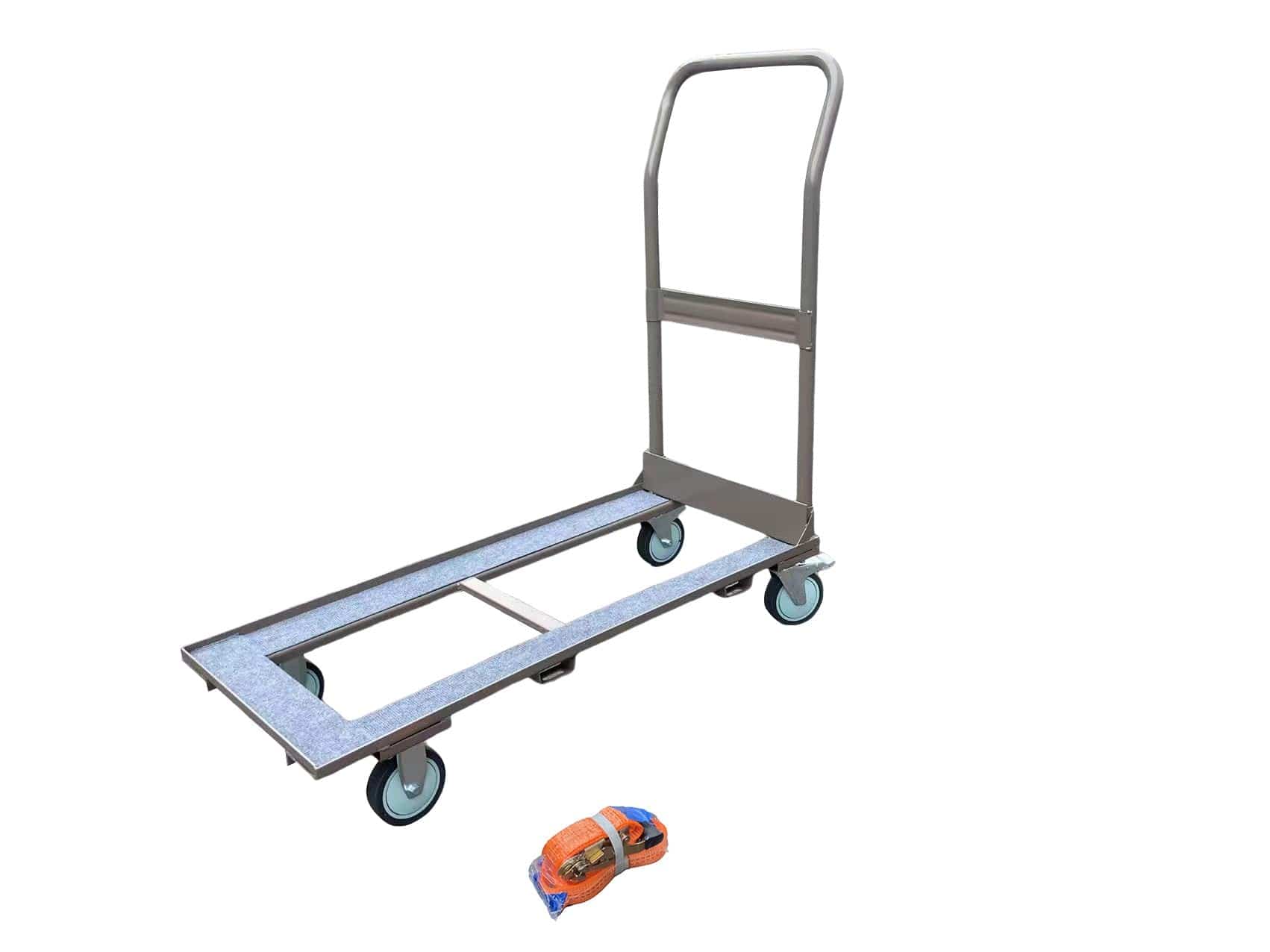Chivari Heavy Duty Folding Chair Cart – Steel Frame with Locking Wheels and Safety Strap CART100G-HD-AX-T