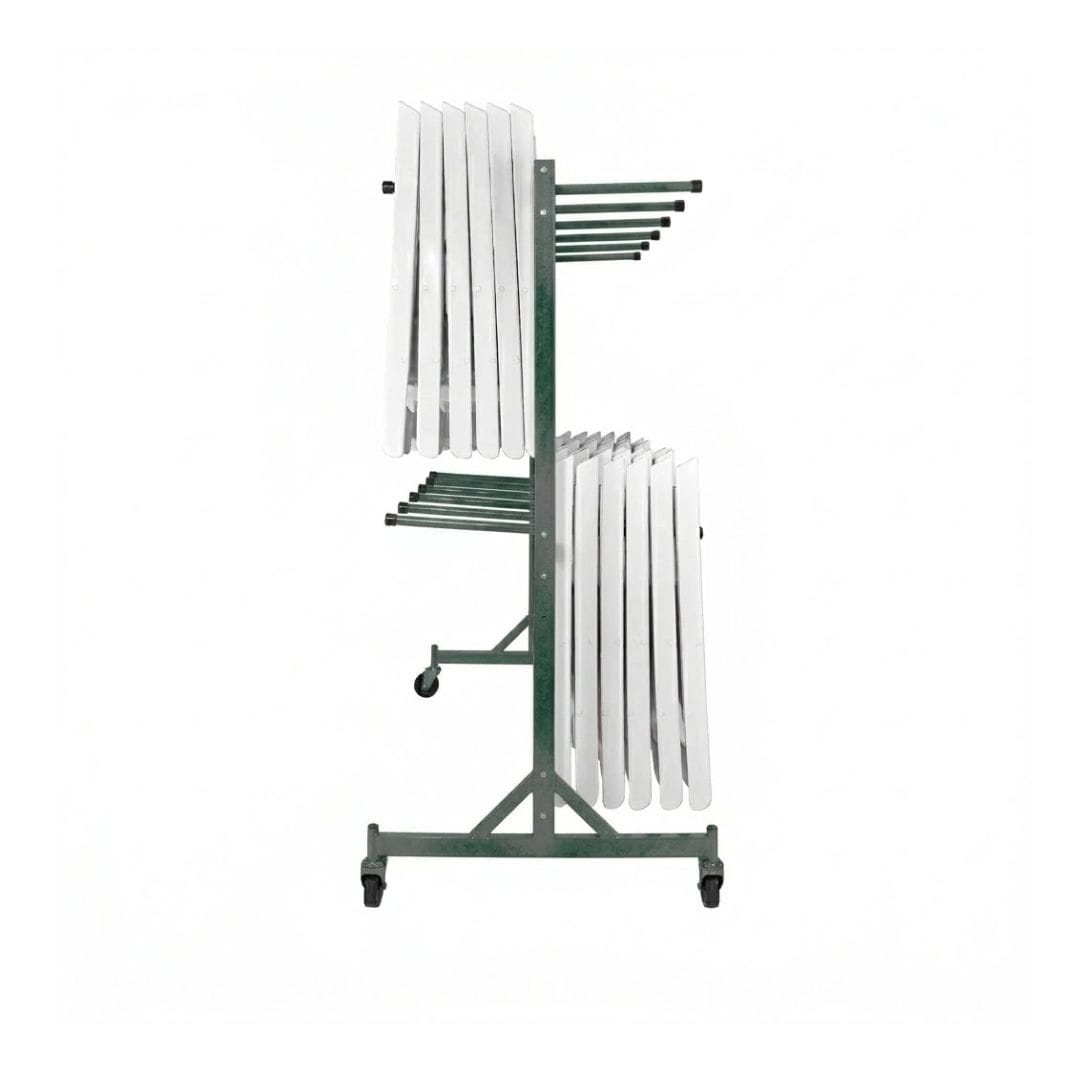 Chivari 120 White Poly Folding Chairs + Hanging Cart Combo PACK120CFPW-CX-T-CART101-AX-T