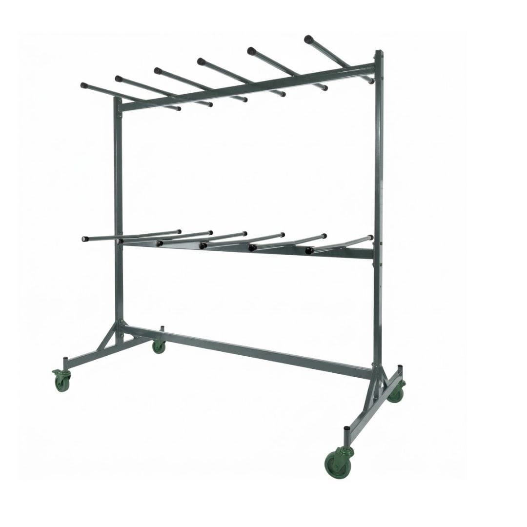 Chivari 120 Black Poly Folding Chairs + Hanging Cart Combo PACK120CFPB-CX-T-CART101-AX-T
