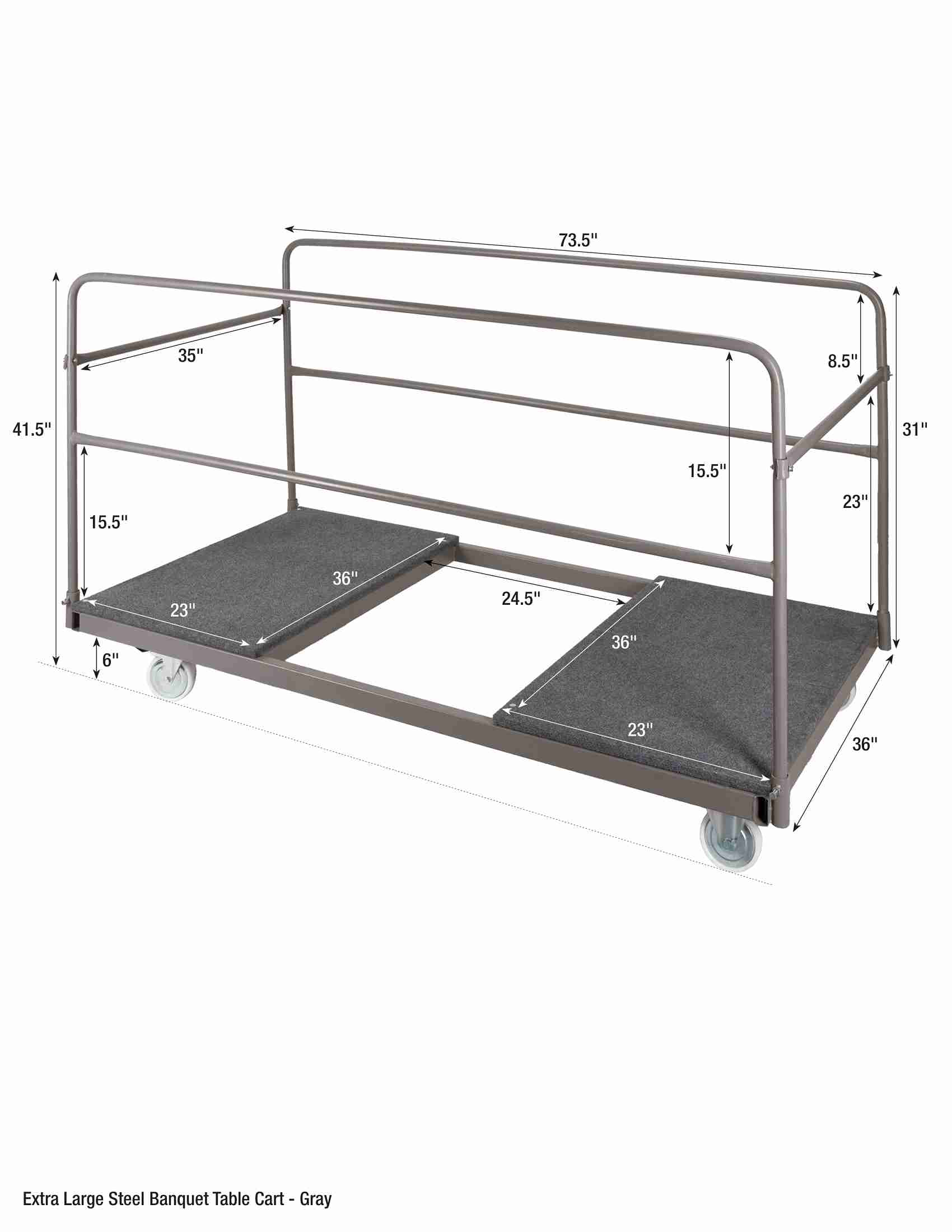 Chivari Steel Banquet Table Cart - Gray CART102G-AX-T