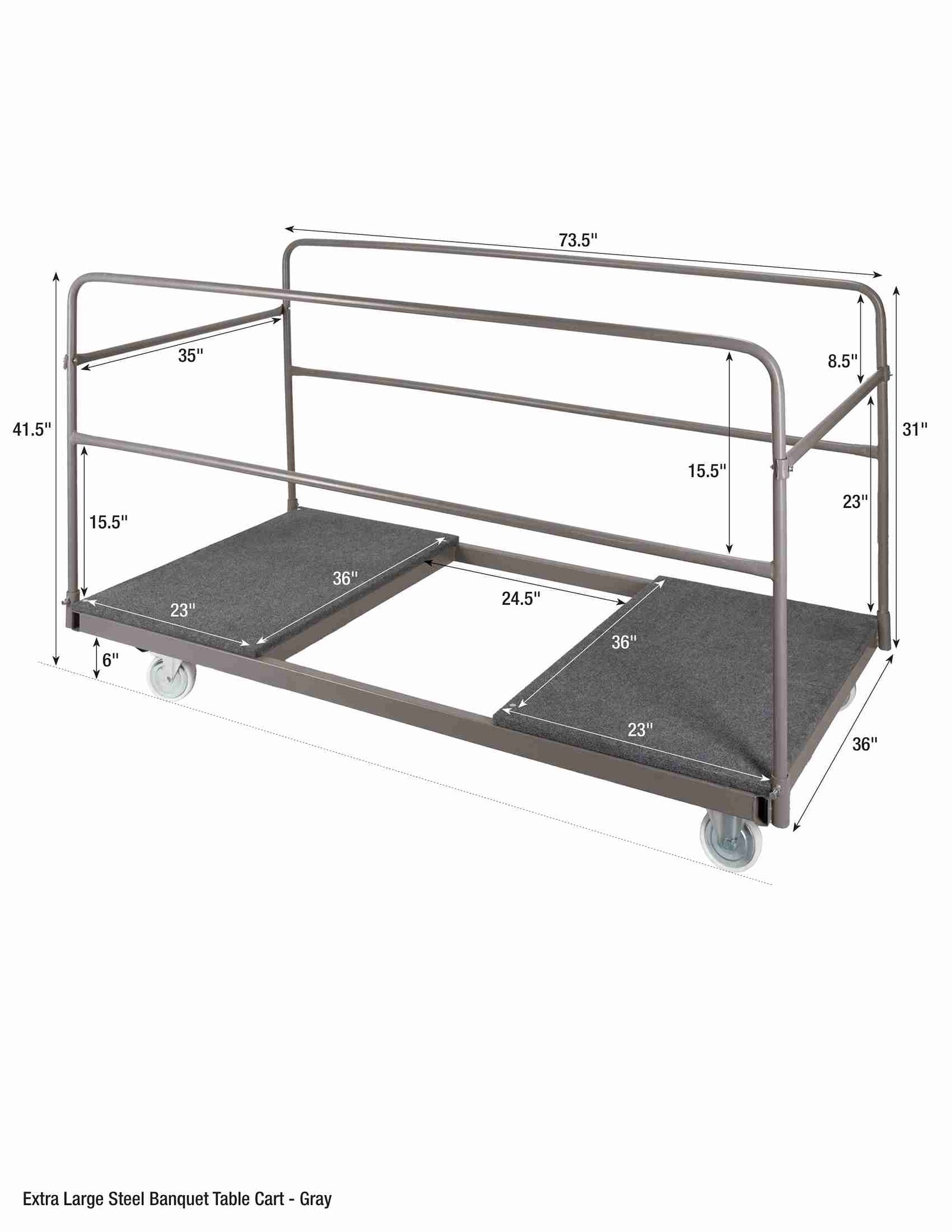 Chivari Steel Banquet Table Cart - Gray CART102G-AX-T