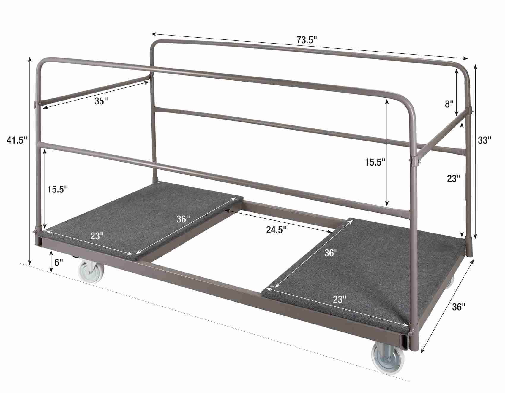 Chivari Extra Large Steel Banquet Table Cart - Gray CART105G-AX-T