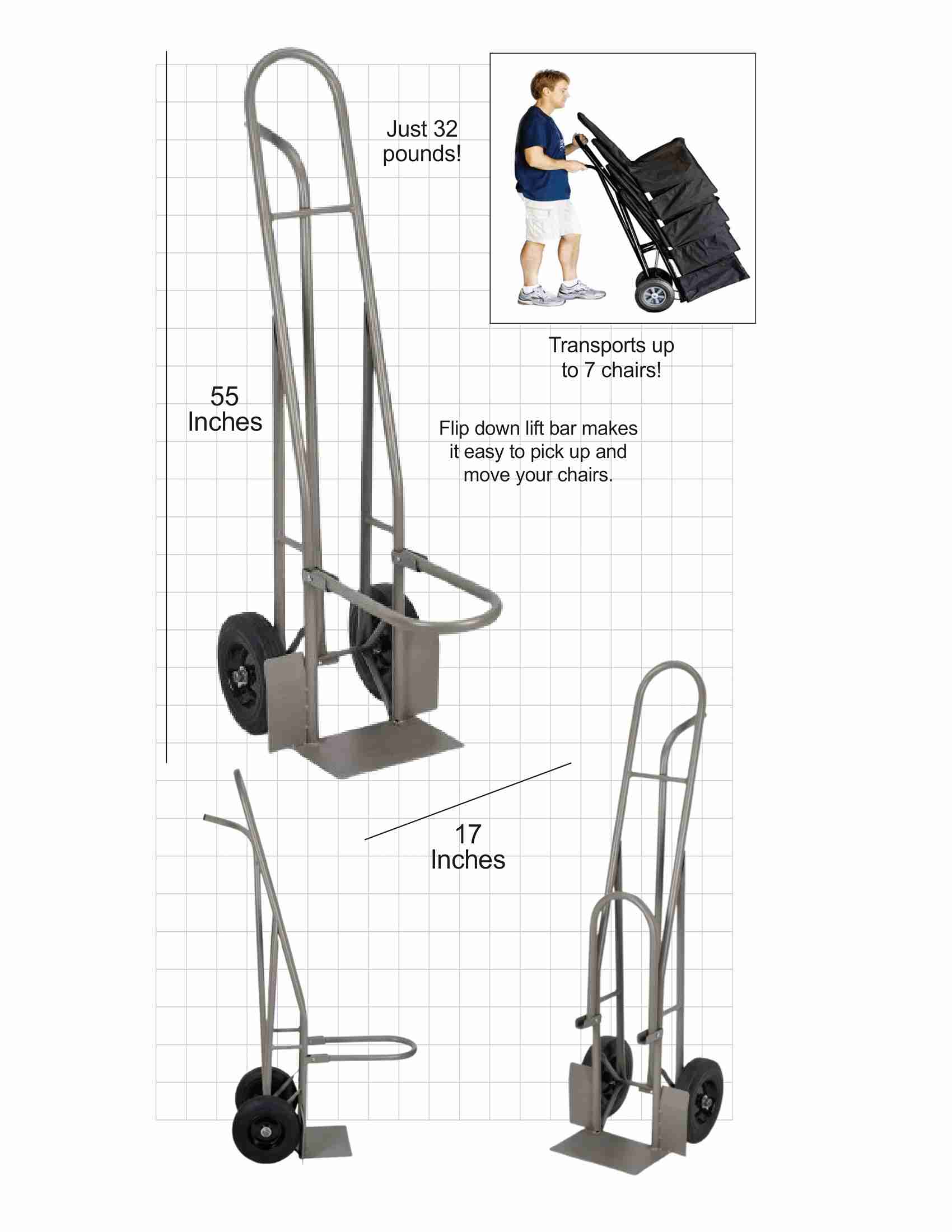 Chivari Space Saving Chiavari Chair Steel Stack Dolly - Gray CART106G-ZG-T