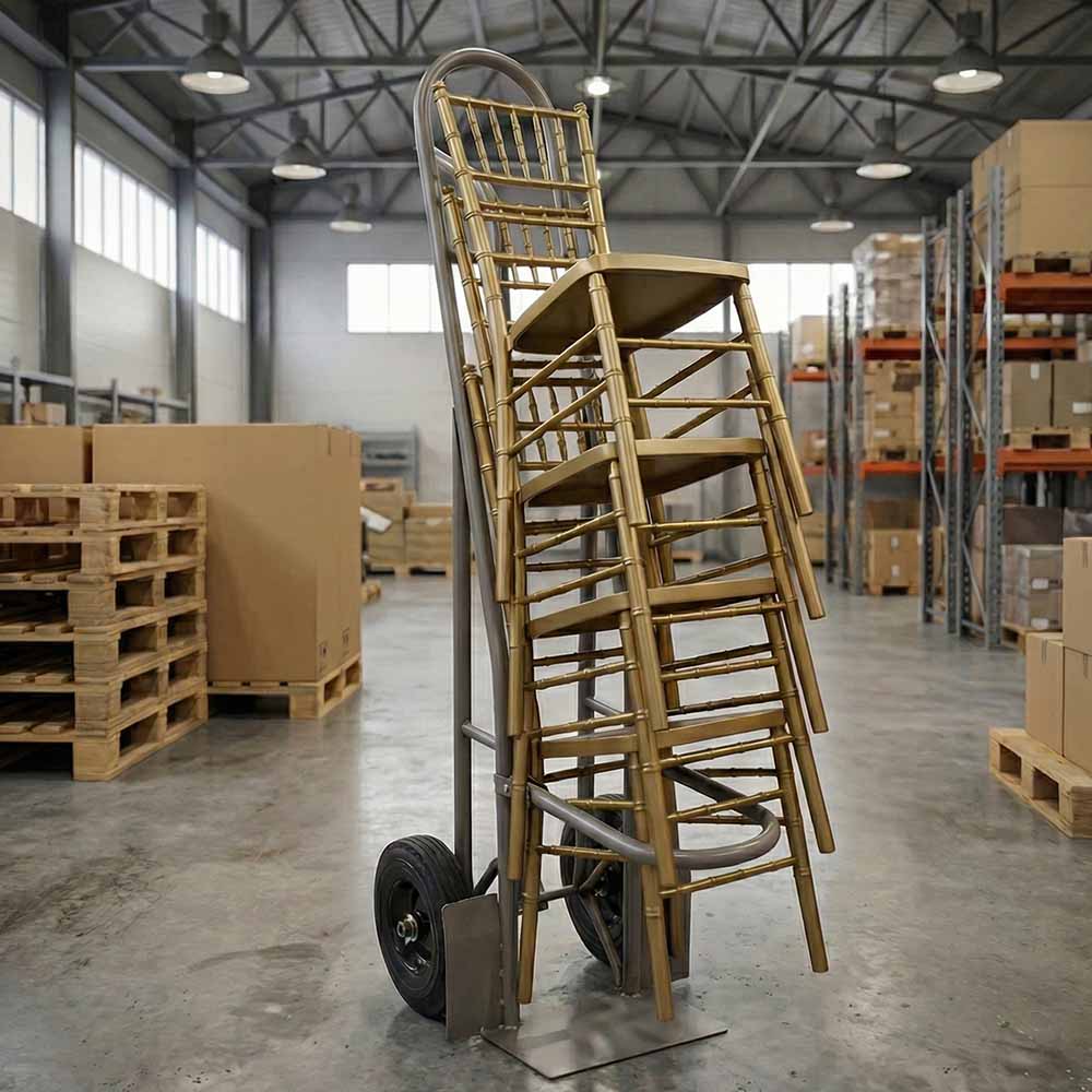 Gray Space Saving Chiavari Chair Steel Stack Dolly - up to 7 chairs