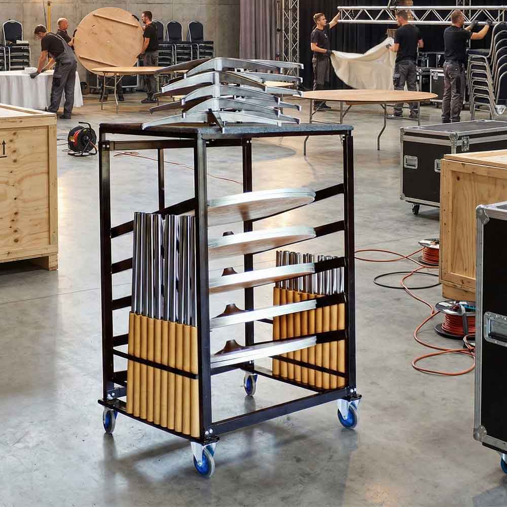 Chivari Steel Table Cart for 36" Cocktail Table Kits - up to 10 Tables CART109-36-AX-T