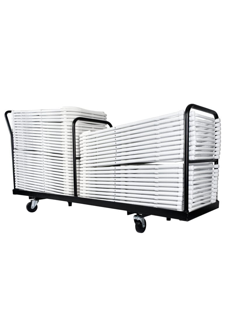 Chivari Extra Large Steel Folding Chair Cart for Poly Resin Bamboo and Wood Folding Chairs - Black CART111-AX-T