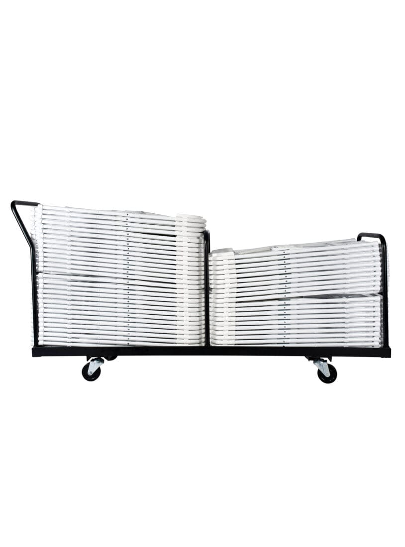 Chivari Extra Large Steel Folding Chair Cart for Poly Resin Bamboo and Wood Folding Chairs - Black CART111-AX-T