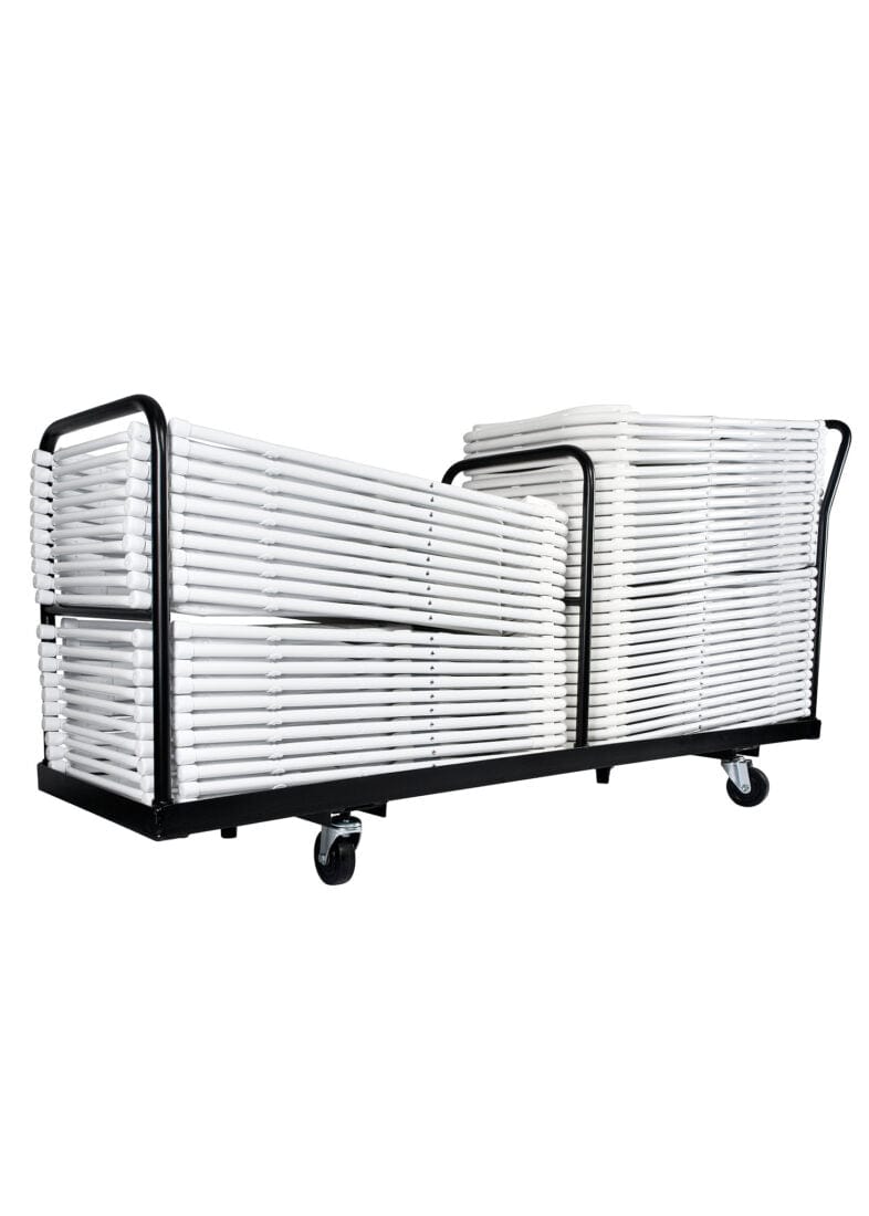 Chivari Extra Large Steel Folding Chair Cart for Poly Resin Bamboo and Wood Folding Chairs - Black CART111-AX-T