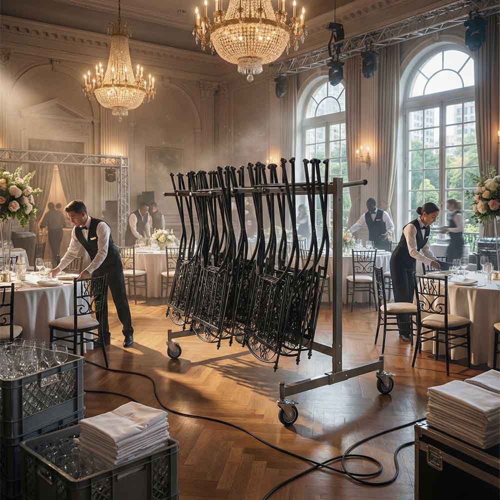 Chivari Hanging Cart for Barcelona Bistro Chairs - up to 36 chairs CART112-AX-T